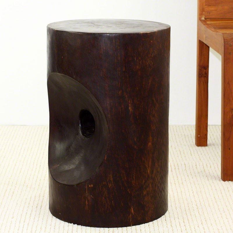 Haussmann Peephole Stool 13" Dia - Dark Walnut | Stools & Benches | Modishstore