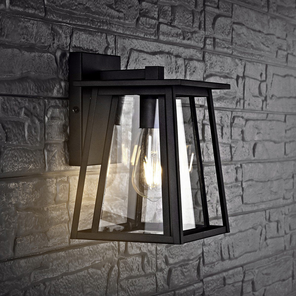 Safavieh Stern Outdoor Wall Lantern - Black | Outdoor Lights | Modishstore