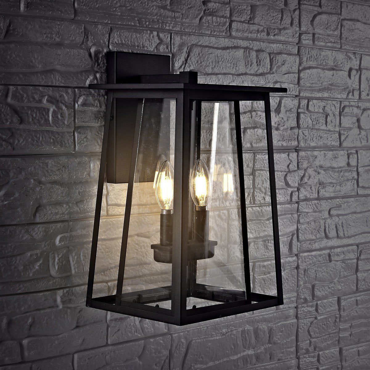 Safavieh Velza Outdoor Wall Lantern - Black | Outdoor Lights | Modishstore
