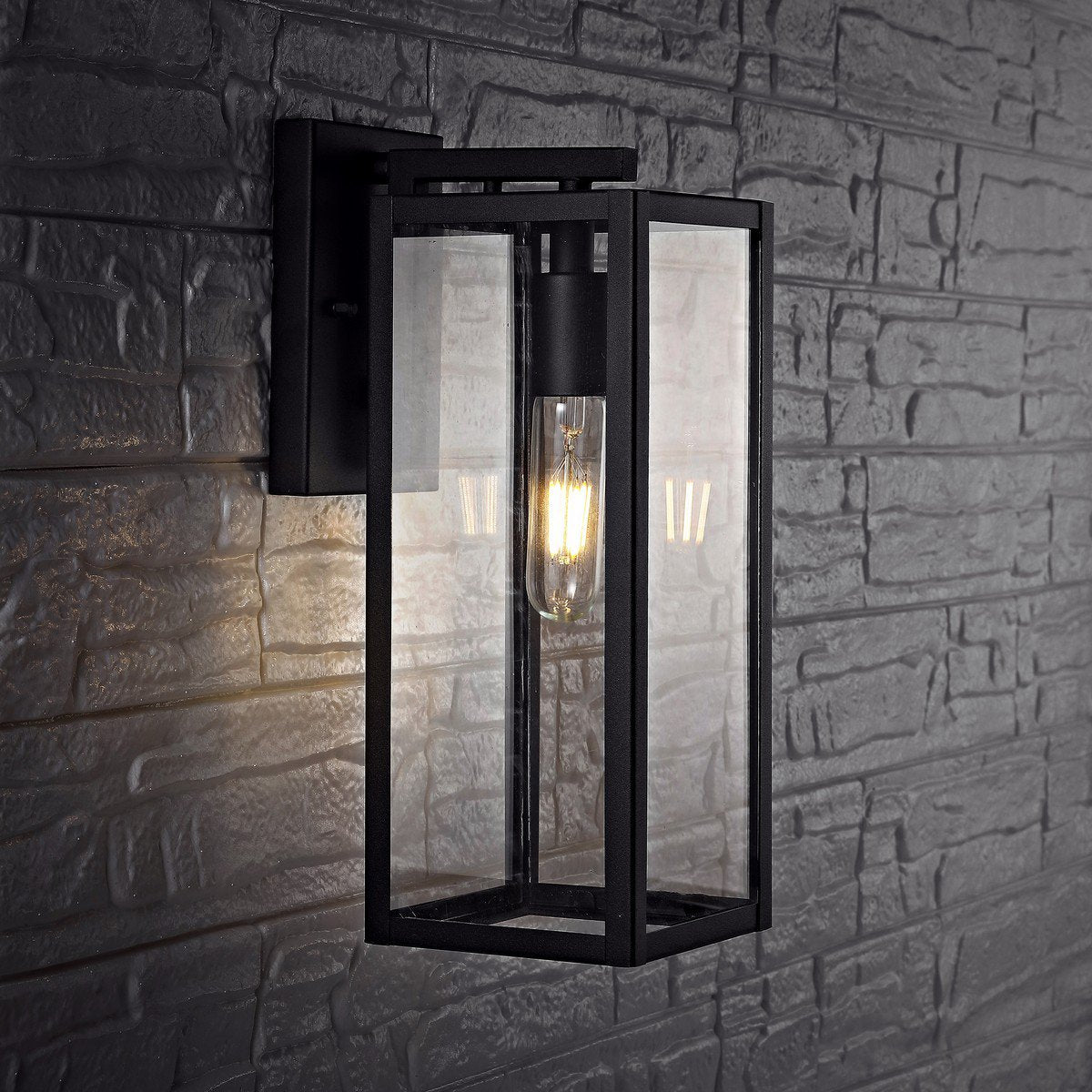 Safavieh Norsan Outdoor Wall Lantern - Black | Outdoor Lights | Modishstore
