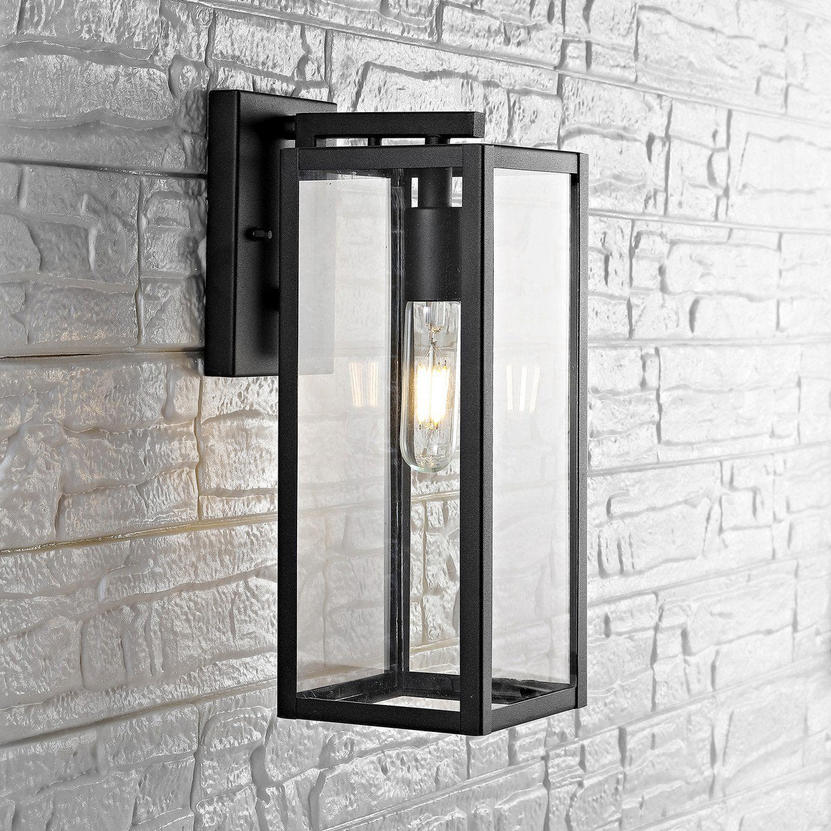 Safavieh Norsan Outdoor Wall Lantern - Black | Outdoor Lights | Modishstore - 3