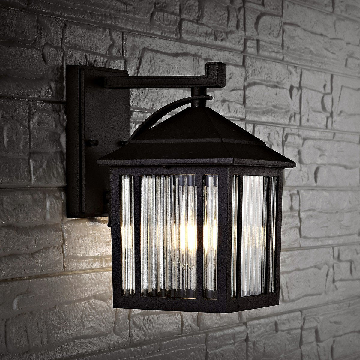 Safavieh Ranzi Outdoor Wall Lantern - Black | Outdoor Lights | Modishstore