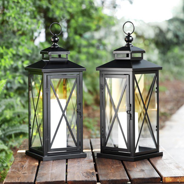 Safavieh Lirio Outdoor Lantern Set Of 2 - Black | Outdoor Lights | Modishstore