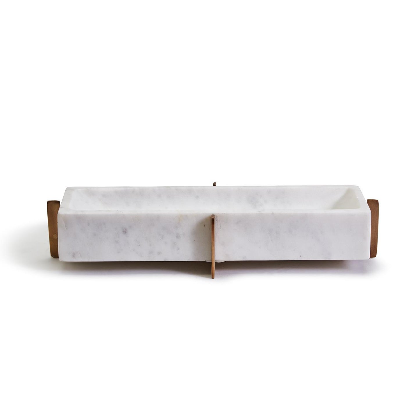 White Marble Rectangular Tray With Gold Stand By Tozai Home | Trays | Modishstore -4