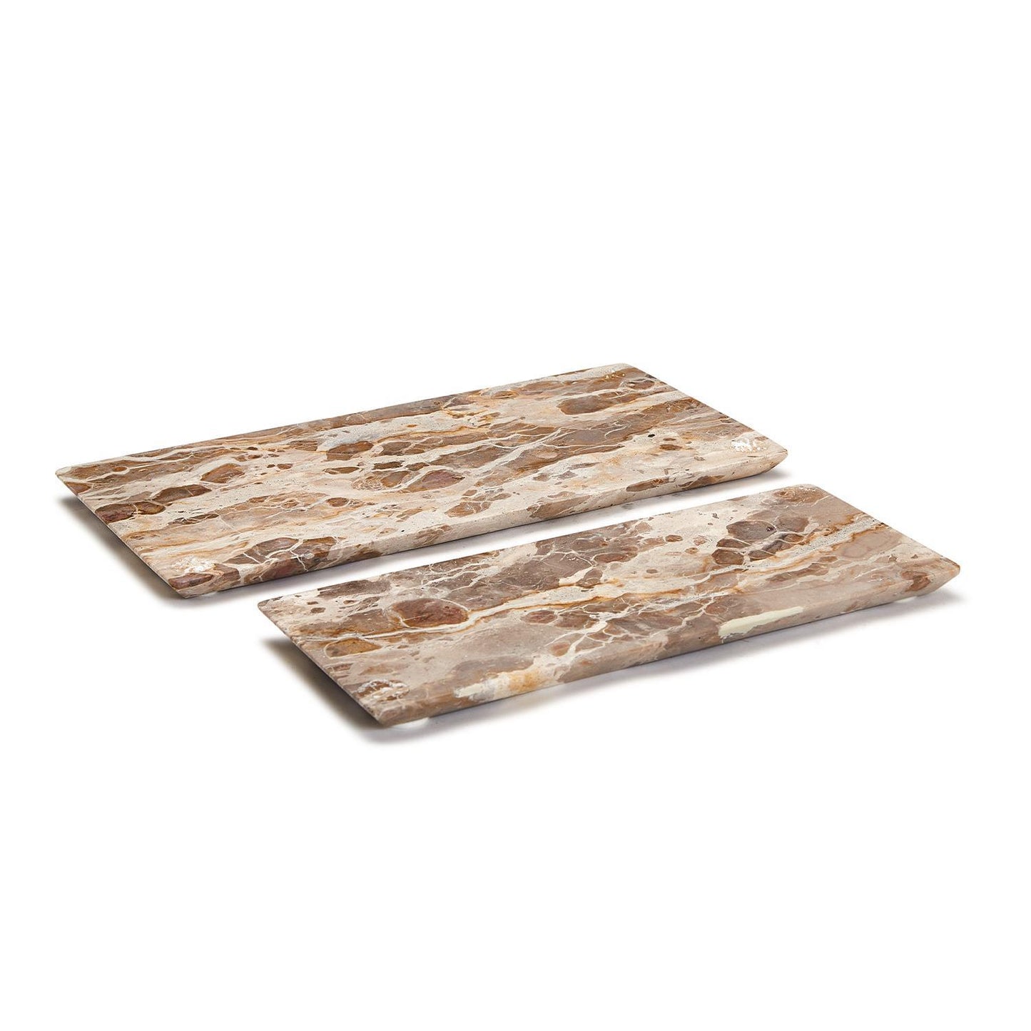 Brown Set Of 2 Marble Tray By Tozai Home