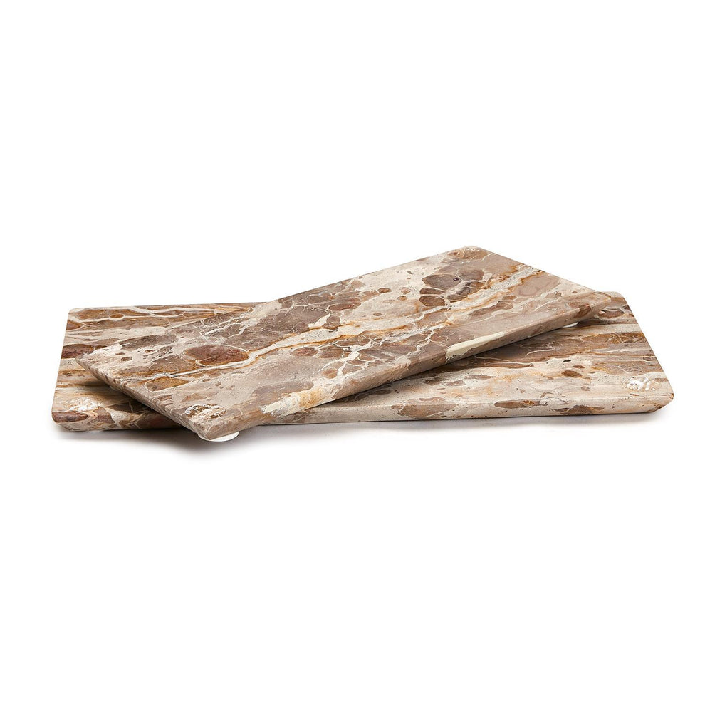 Brown Set Of 4 Marble Tray By Tozai Home | Trays | Modishstore - 1