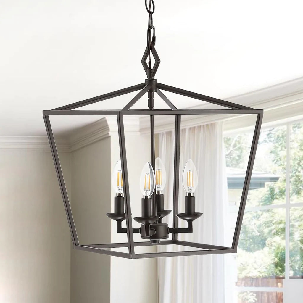 Safavieh Rosalen 4Lt Pendant - Oil Rubbed Bronze (Black) | Pendant Lamps | Modishstore