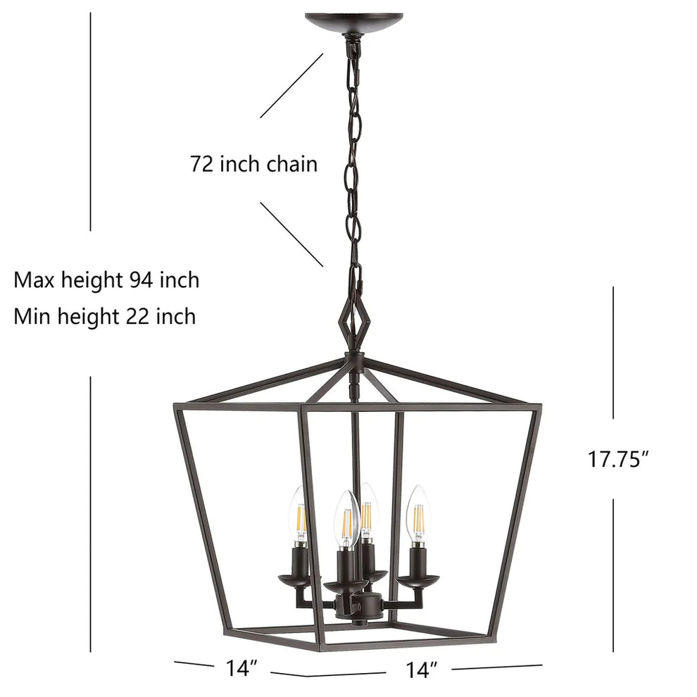 Safavieh Rosalen 4Lt Pendant - Oil Rubbed Bronze (Black) | Pendant Lamps | Modishstore - 4