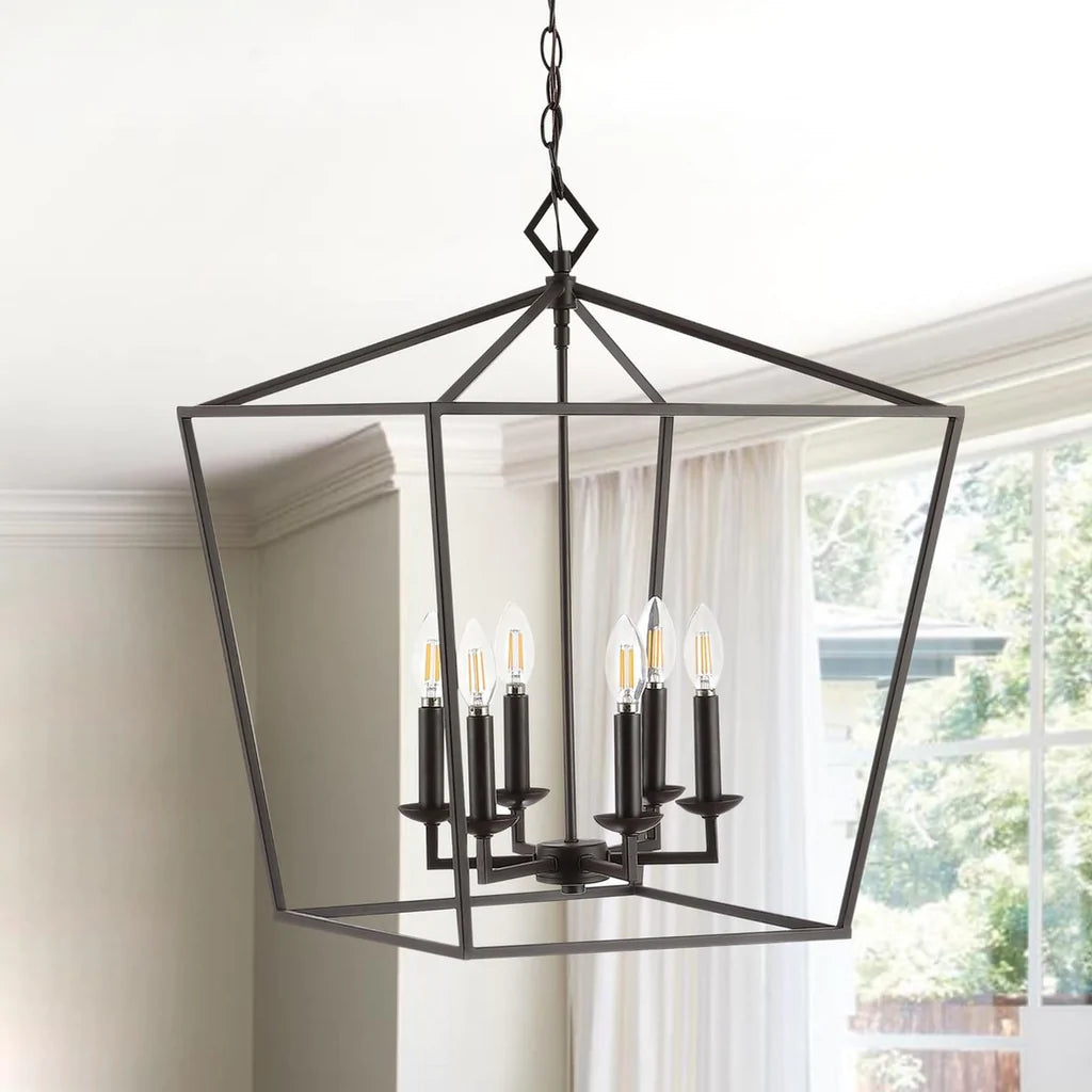 Safavieh Velsa 6Lt Pendant - Oil Rubbed Bronze (Black) | Pendant Lamps | Modishstore