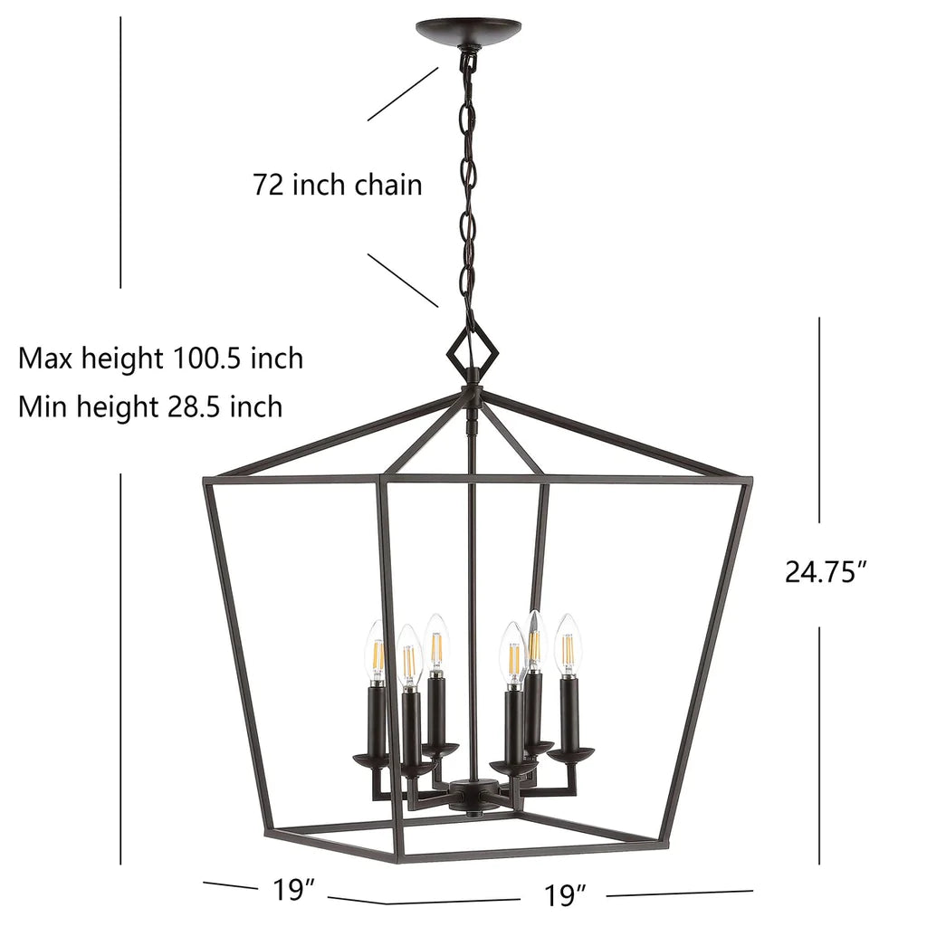 Safavieh Velsa 6Lt Pendant - Oil Rubbed Bronze (Black) | Pendant Lamps | Modishstore - 4
