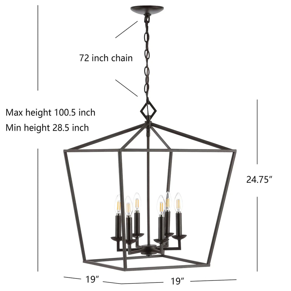 Safavieh Velsa 6Lt Pendant - Oil Rubbed Bronze (Black) | Pendant Lamps | Modishstore - 4