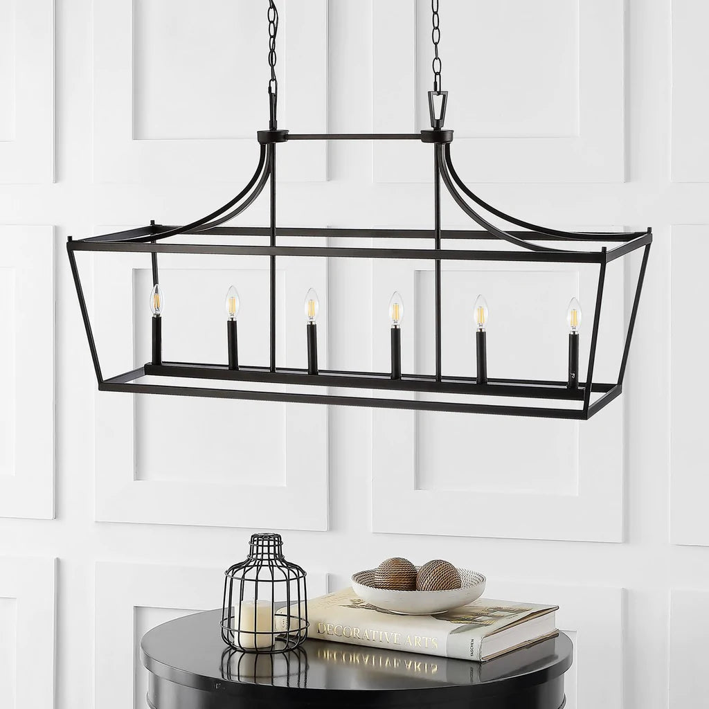 Safavieh Aroris 6Lt Pendant - Oil Rubbed Bronze (Black) | Pendant Lamps | Modishstore