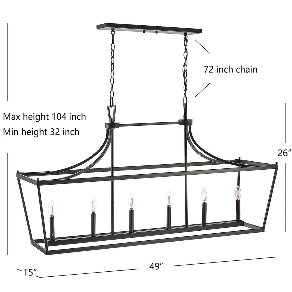 Safavieh Aroris 6Lt Pendant - Oil Rubbed Bronze (Black) | Pendant Lamps | Modishstore - 4