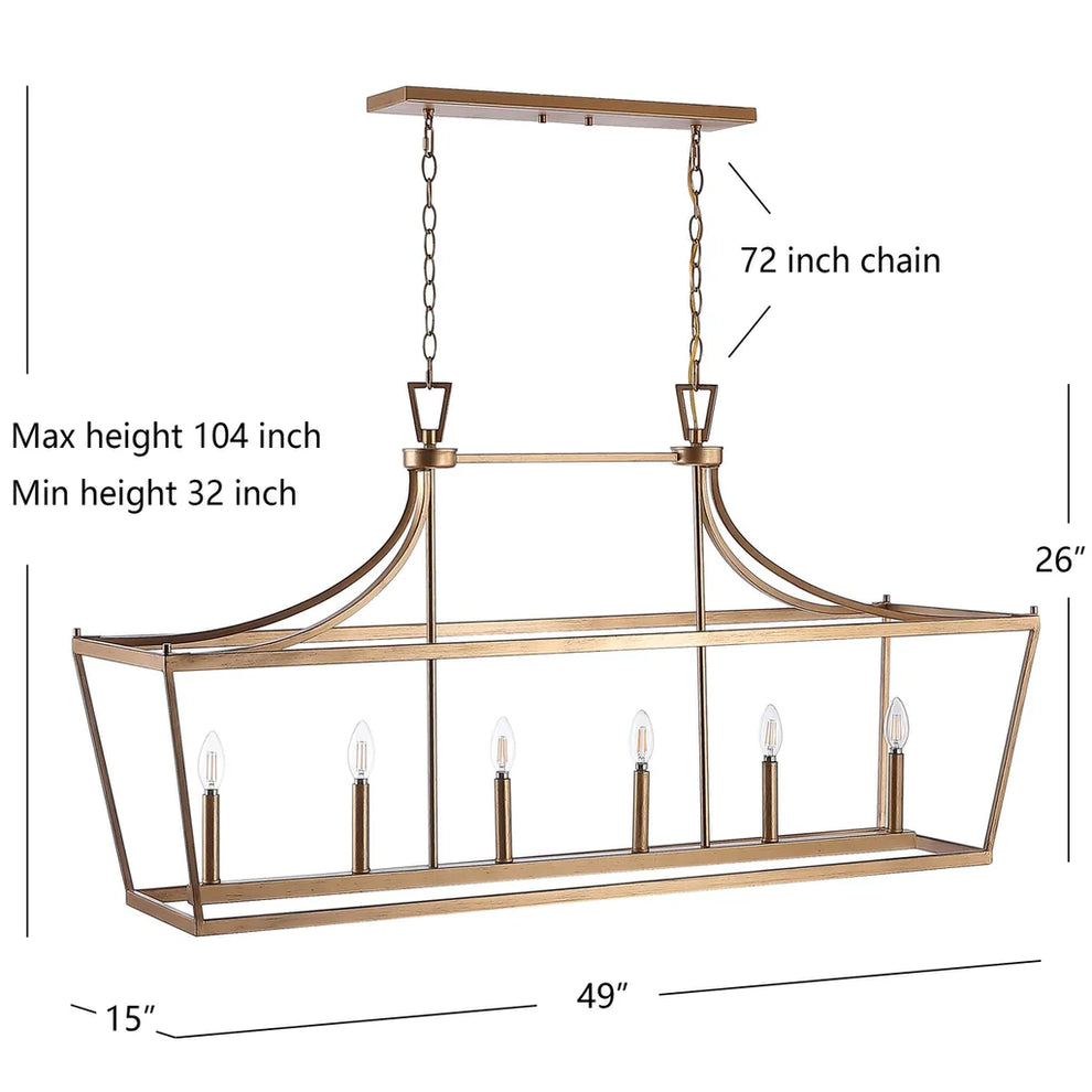 Safavieh Aroris 6Lt Pendant - Gold Painted | Pendant Lamps | Modishstore - 4