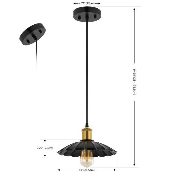 Safavieh Novaire, 10 Inch, Black/Brass, Iron Pendant - Black | Pendant Lamps | Modishstore - 3