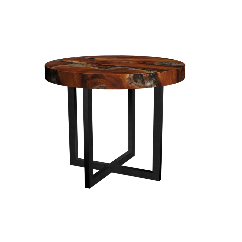 Round Teak & Resin Infused Accent Side Table Brown/Ochre/White  by Aire Furniture | Resin Side Tables | Modishstore - 5