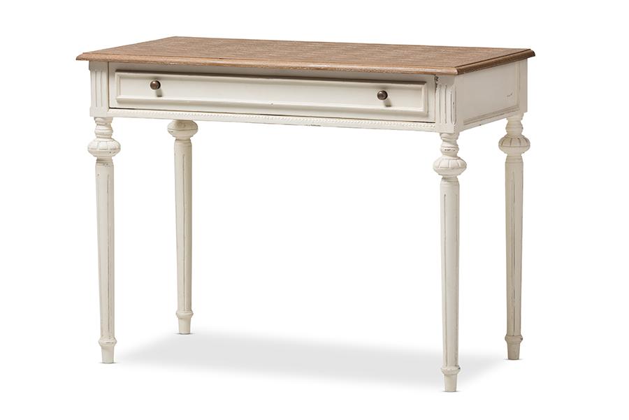baxton studio marquetterie french provincial weathered oak and whitewash writing desk | Modish Furniture Store-2