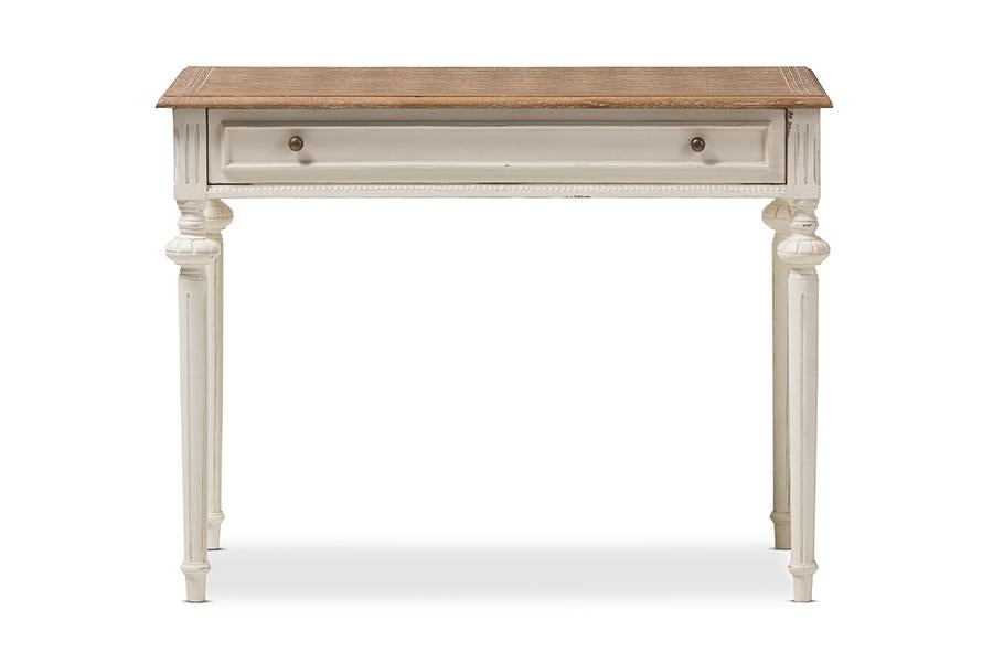 baxton studio marquetterie french provincial weathered oak and whitewash writing desk | Modish Furniture Store-3