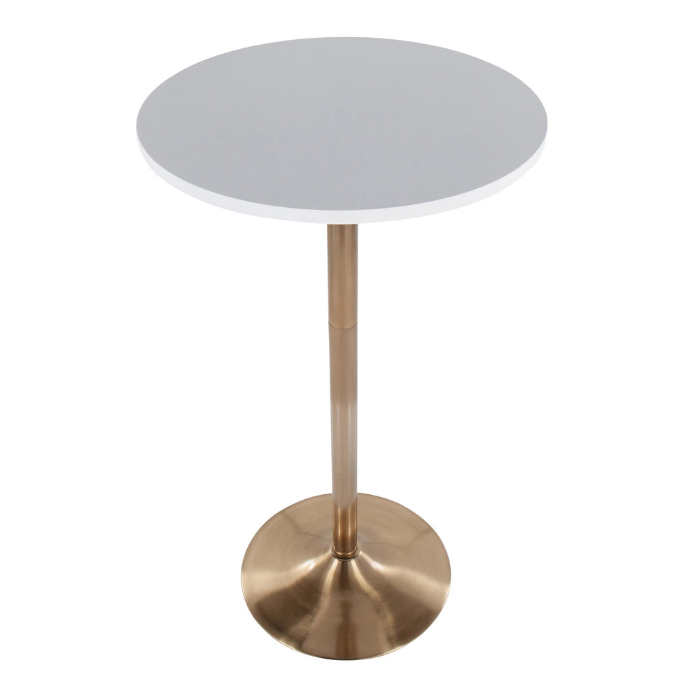 Pebble Contemporary/Glam Adjustable Dining to Bar Table in Gold Metal and Black Wood By LumiSource | Dining Tables | Modishstore - 6