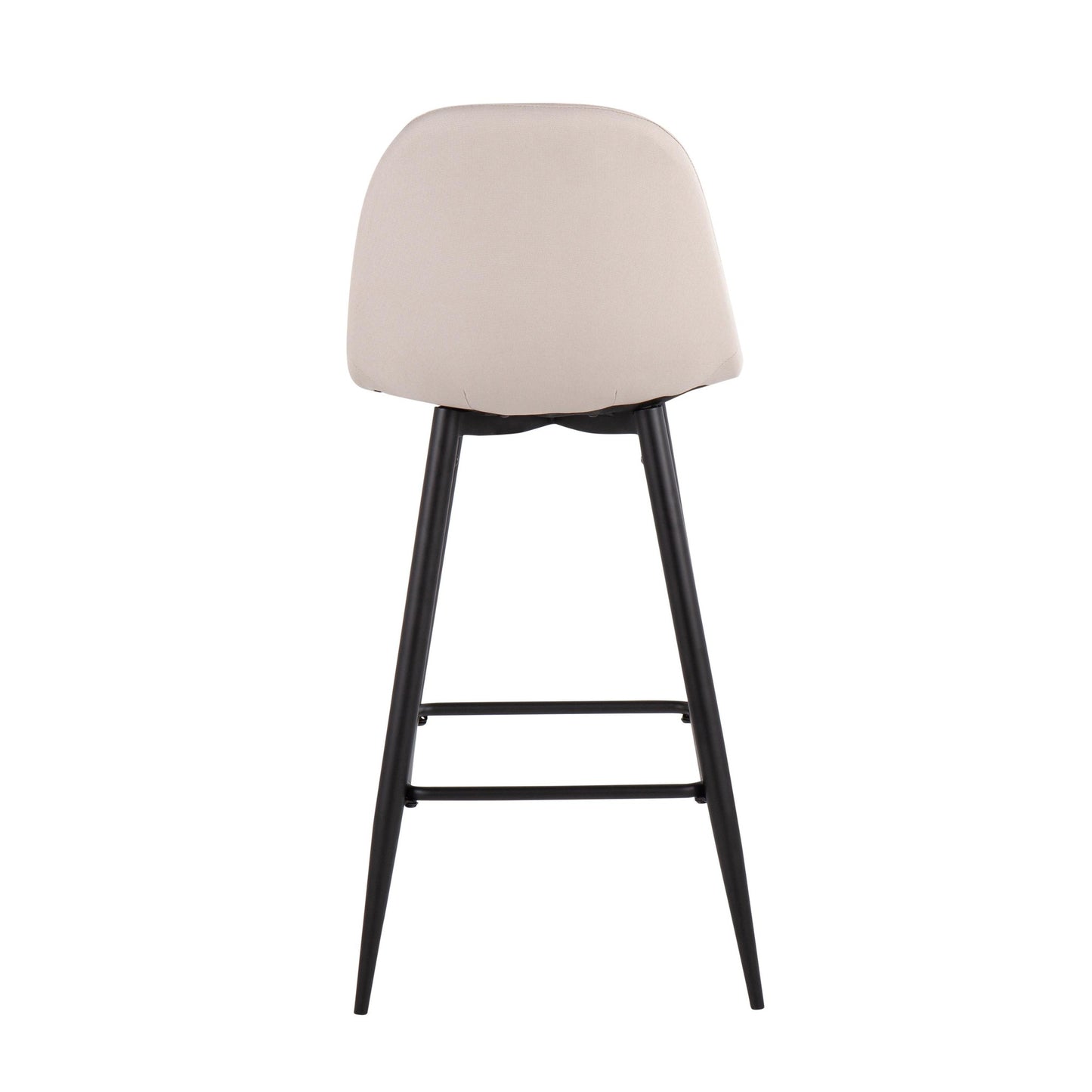 Pebble Mid-Century Modern Barstool in Black Metal and Beige Fabric By LumiSource - Set of 2 | Bar Stools | Modishstore - 8