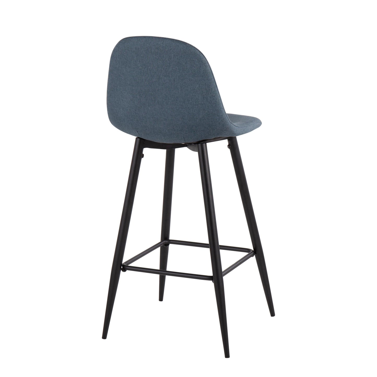 Pebble Mid-Century Modern Barstool in Black Metal and Beige Fabric By LumiSource - Set of 2 | Bar Stools | Modishstore - 15