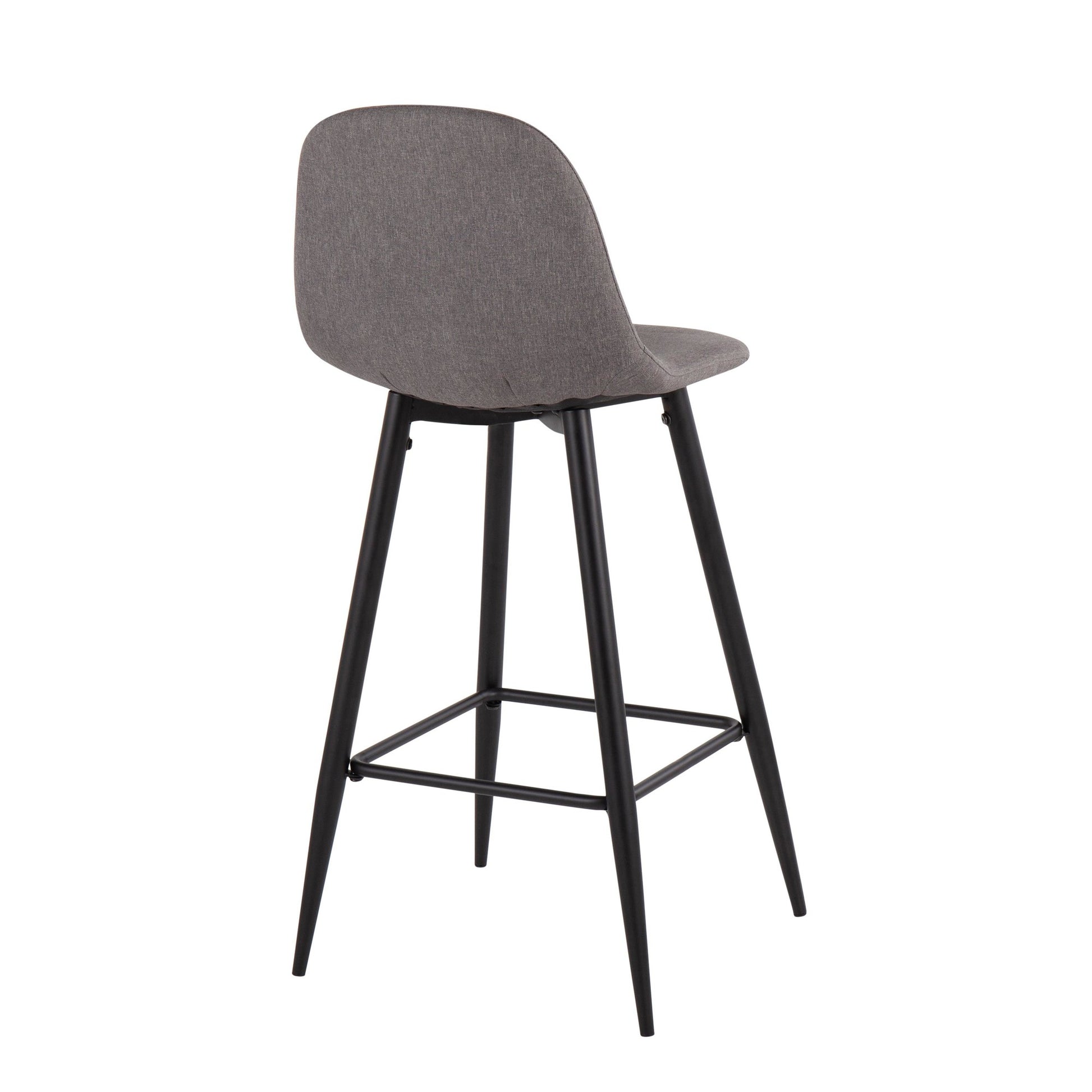 Pebble Mid-Century Modern Barstool in Black Metal and Beige Fabric By LumiSource - Set of 2 | Bar Stools | Modishstore - 23