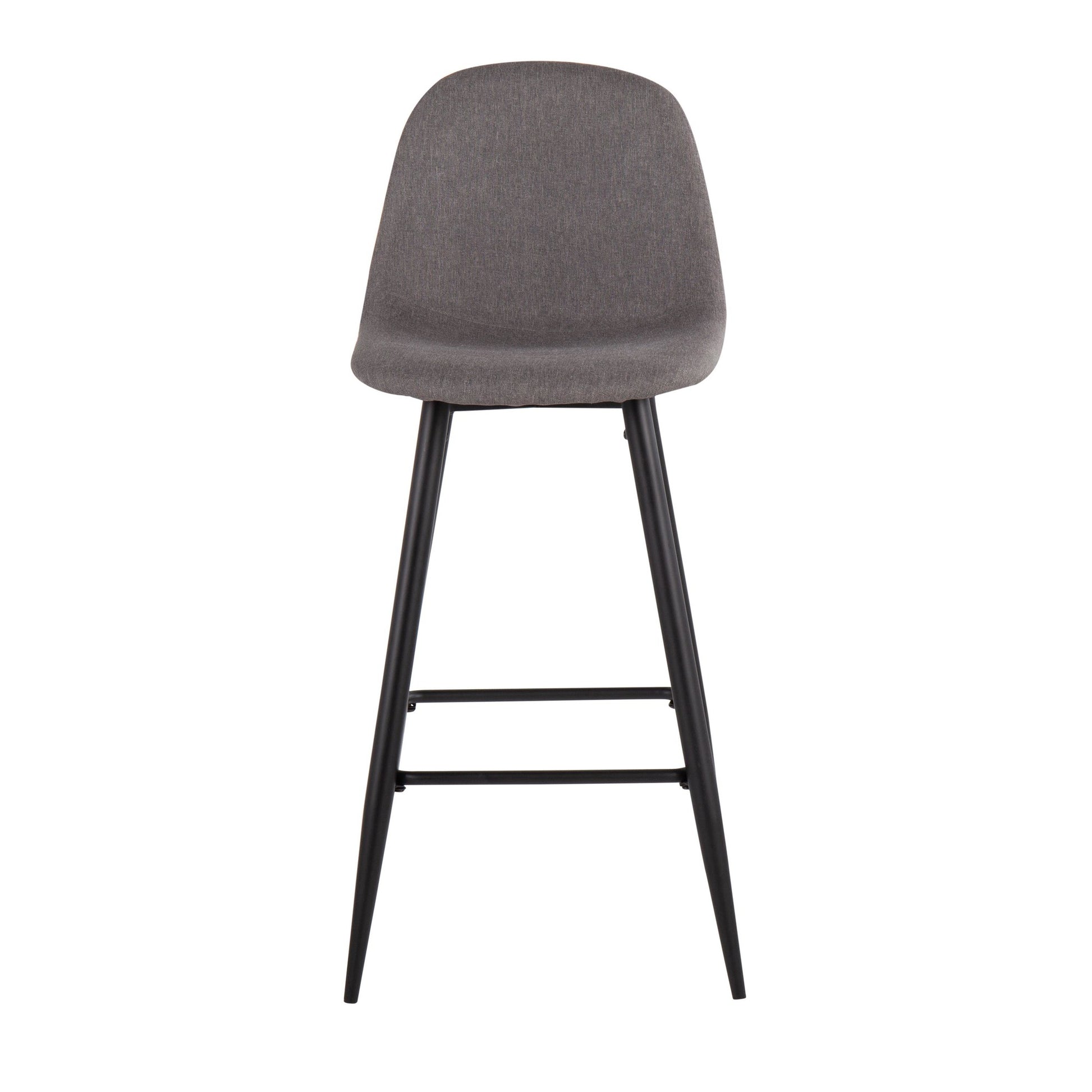 Pebble Mid-Century Modern Barstool in Black Metal and Beige Fabric By LumiSource - Set of 2 | Bar Stools | Modishstore - 18