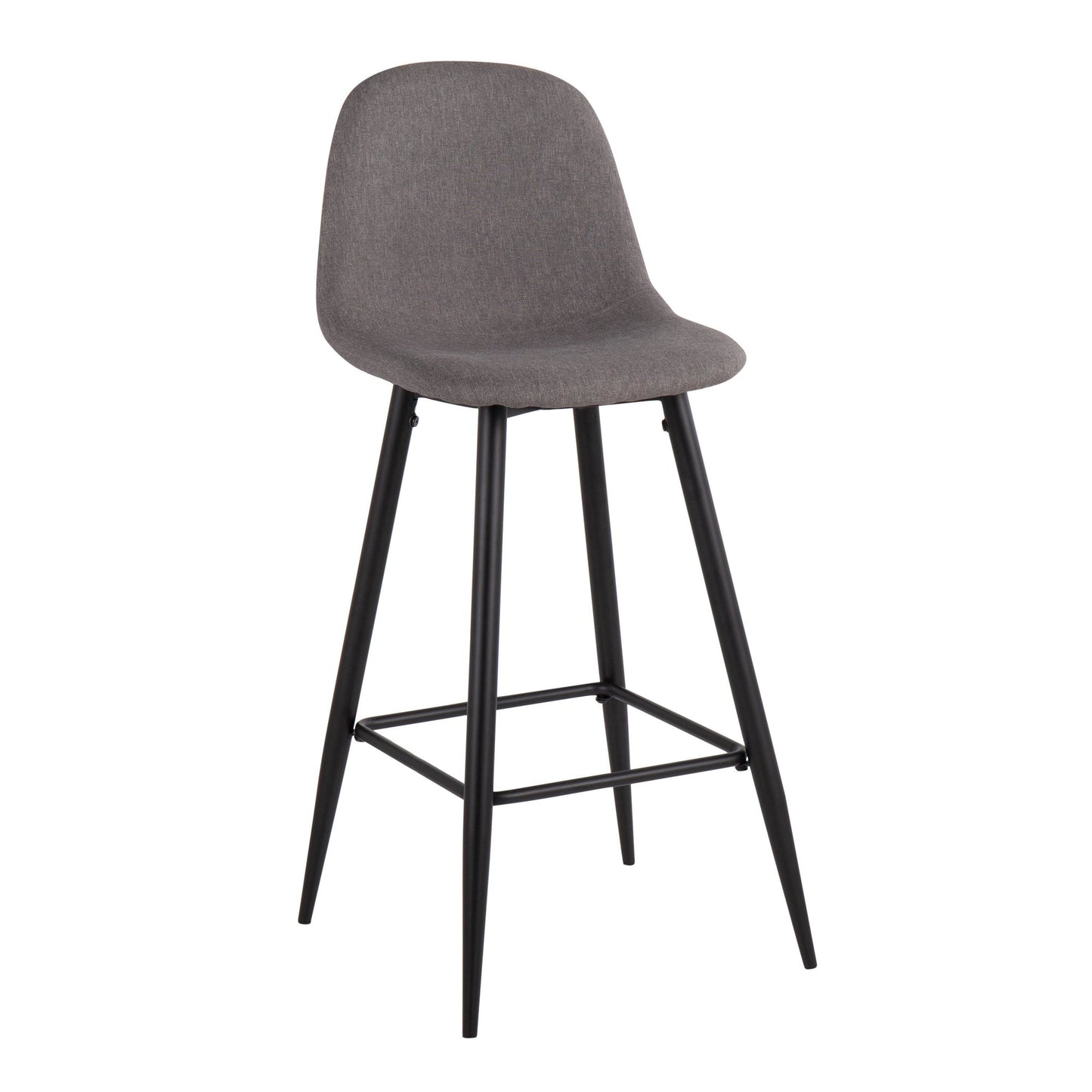 Pebble Mid-Century Modern Barstool in Black Metal and Beige Fabric By LumiSource - Set of 2 | Bar Stools | Modishstore - 21