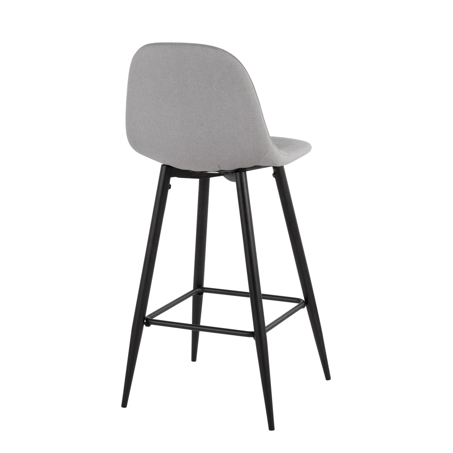 Pebble Mid-Century Modern Barstool in Black Metal and Beige Fabric By LumiSource - Set of 2 | Bar Stools | Modishstore - 31