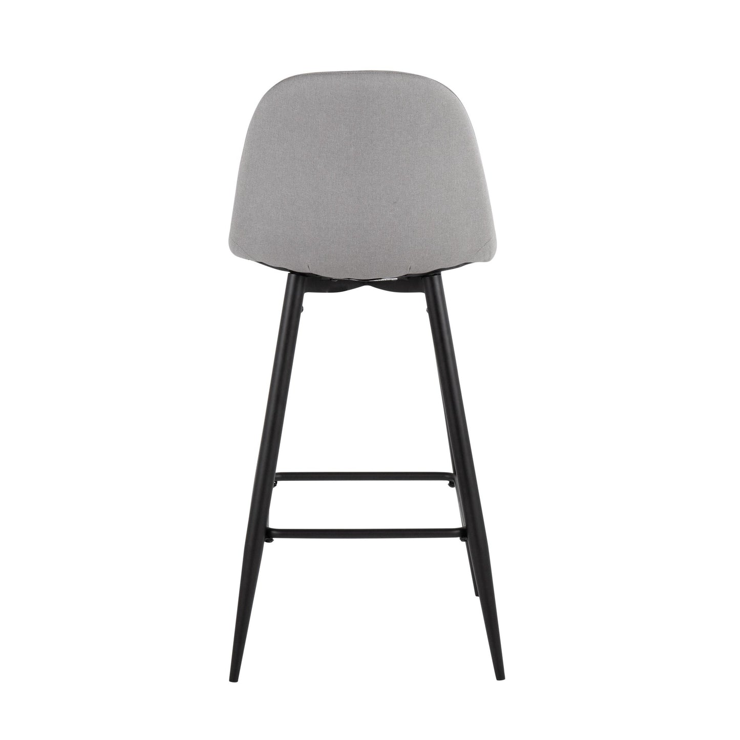 Pebble Mid-Century Modern Barstool in Black Metal and Beige Fabric By LumiSource - Set of 2 | Bar Stools | Modishstore - 32