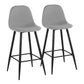 Pebble Mid-Century Modern Barstool in Black Metal and Beige Fabric By LumiSource - Set of 2 | Bar Stools | Modishstore - 25