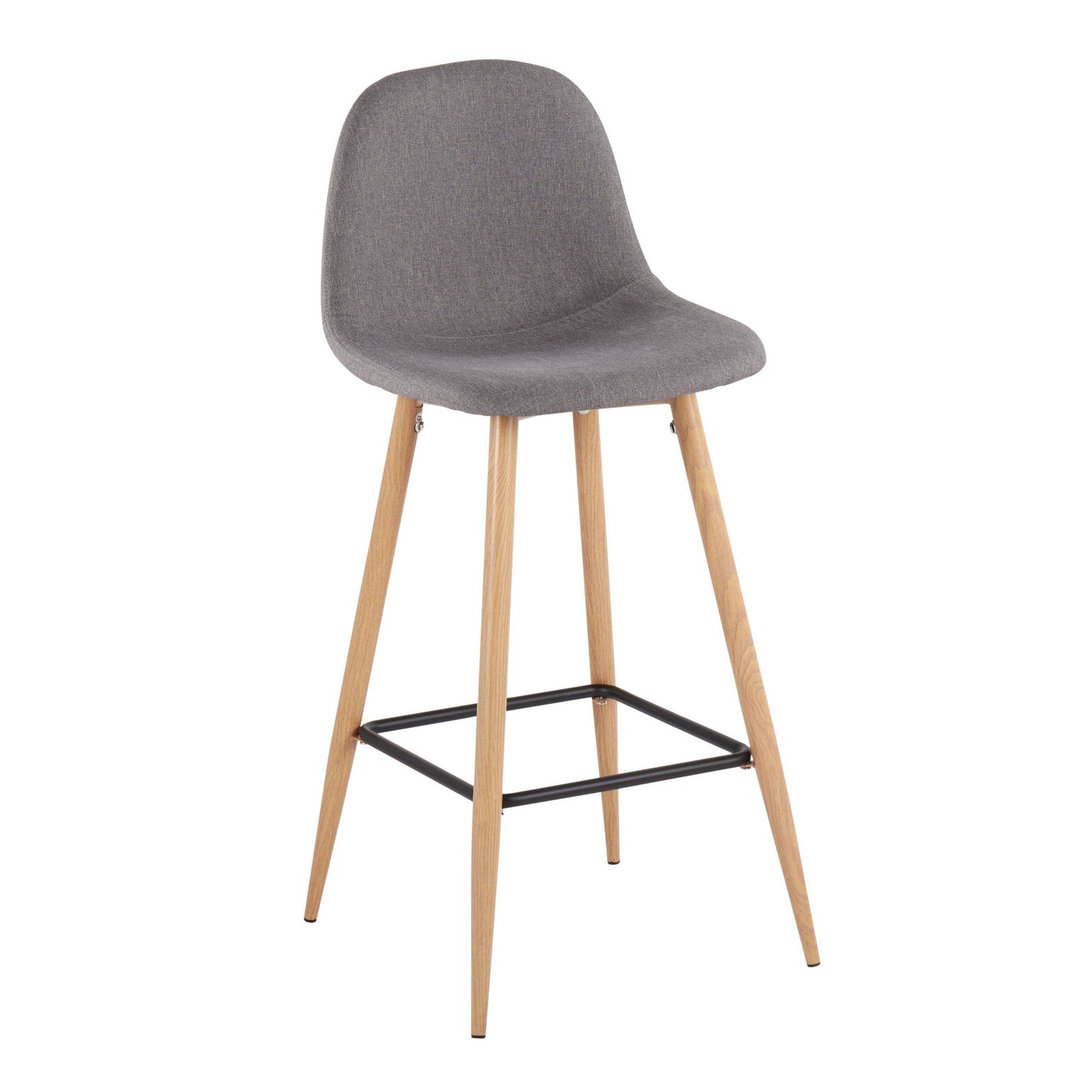 Pebble Mid-Century Modern Barstool in Natural Metal and Beige Fabric By LumiSource - Set of 2 | Bar Stools | Modishstore - 21