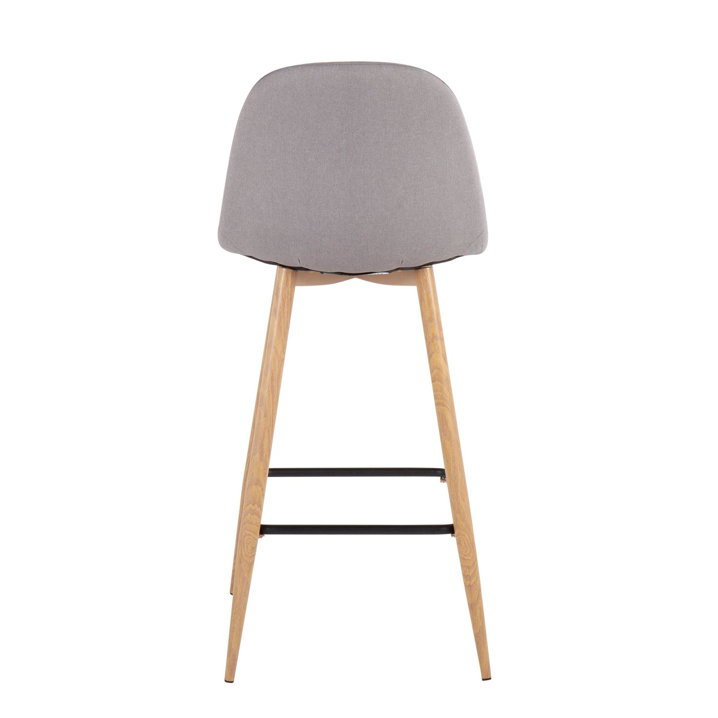 Pebble Mid-Century Modern Barstool in Natural Metal and Beige Fabric By LumiSource - Set of 2 | Bar Stools | Modishstore - 32