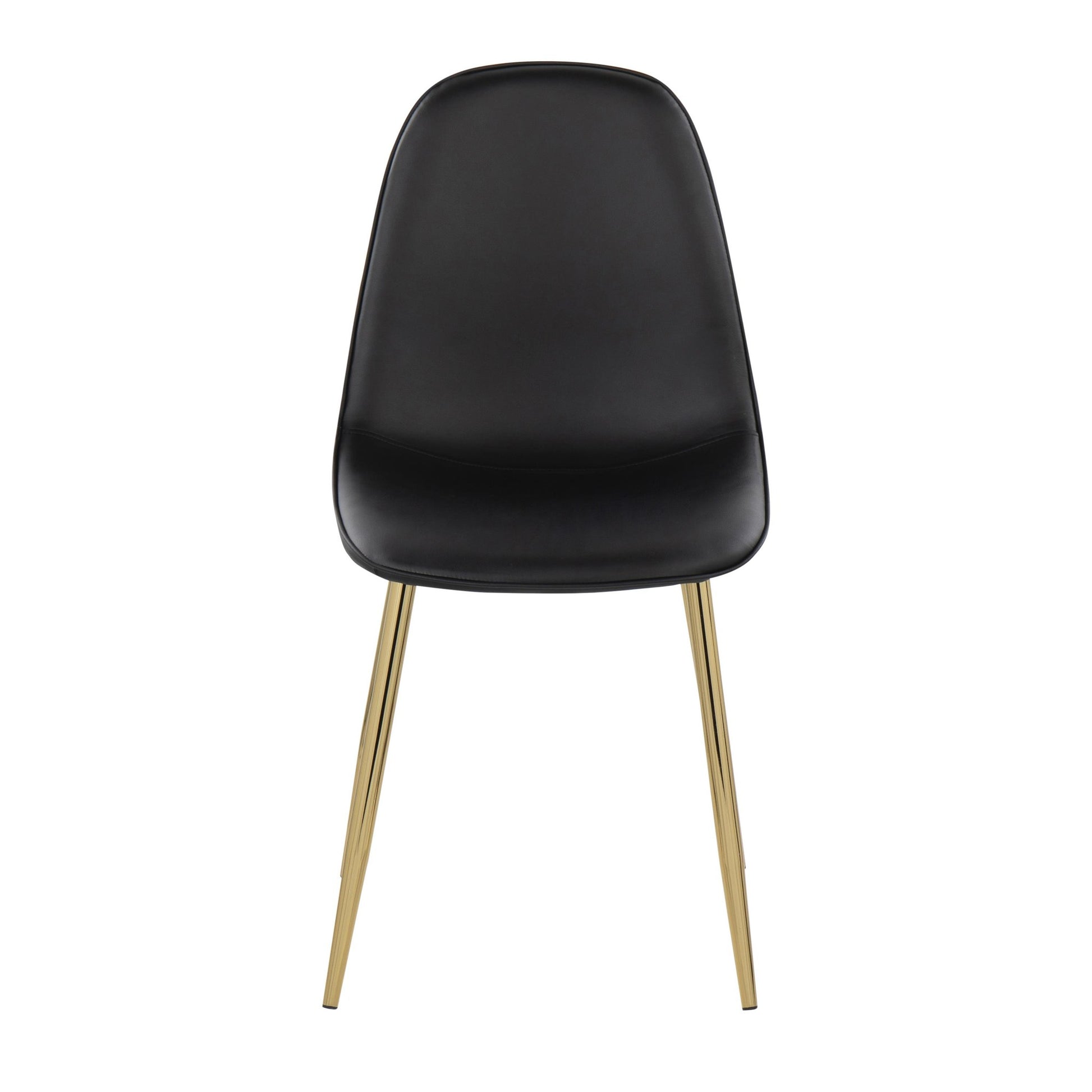 Pebble Contemporary Chair in Gold Steel and Black Faux Leather By LumiSource - Set of 2 | Dining Chairs | Modishstore - 2