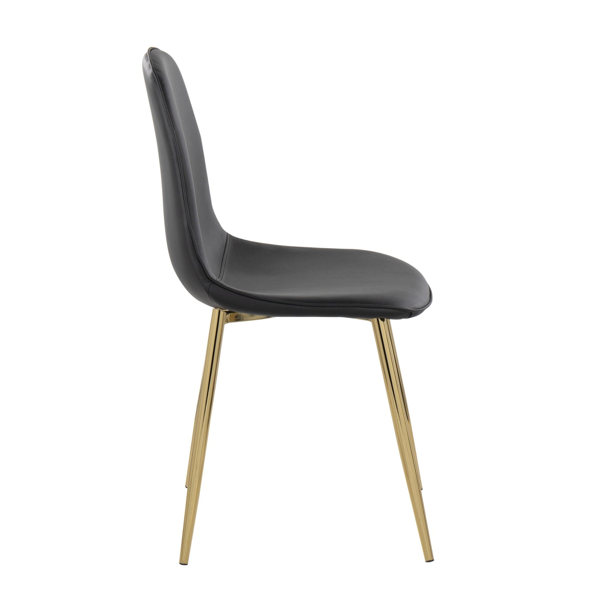 Pebble Contemporary Chair in Gold Steel and Black Faux Leather By LumiSource - Set of 2 | Dining Chairs | Modishstore - 6
