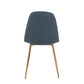 Pebble Contemporary Chair in Gold Steel and Blue Fabric By LumiSource - Set of 2 | Dining Chairs | Modishstore - 8