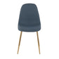 Pebble Contemporary Chair in Gold Steel and Blue Fabric By LumiSource - Set of 2 | Dining Chairs | Modishstore - 2