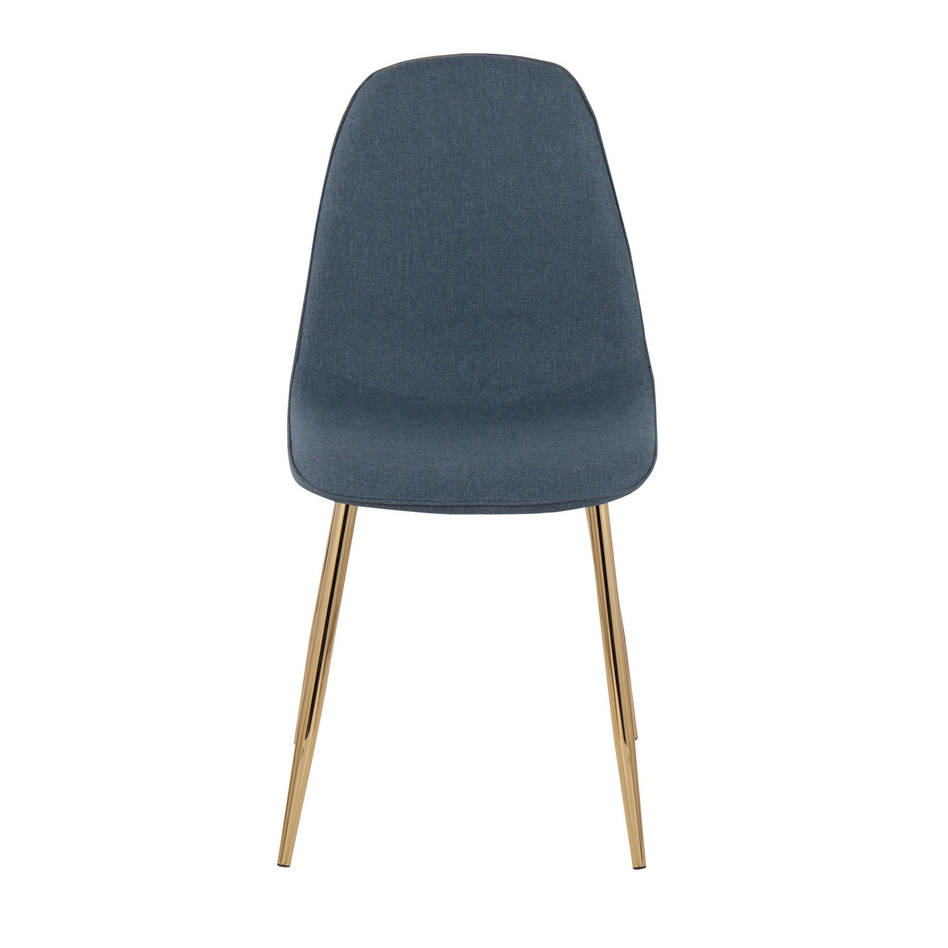 Pebble Contemporary Chair in Gold Steel and Blue Fabric By LumiSource - Set of 2 | Dining Chairs | Modishstore - 2