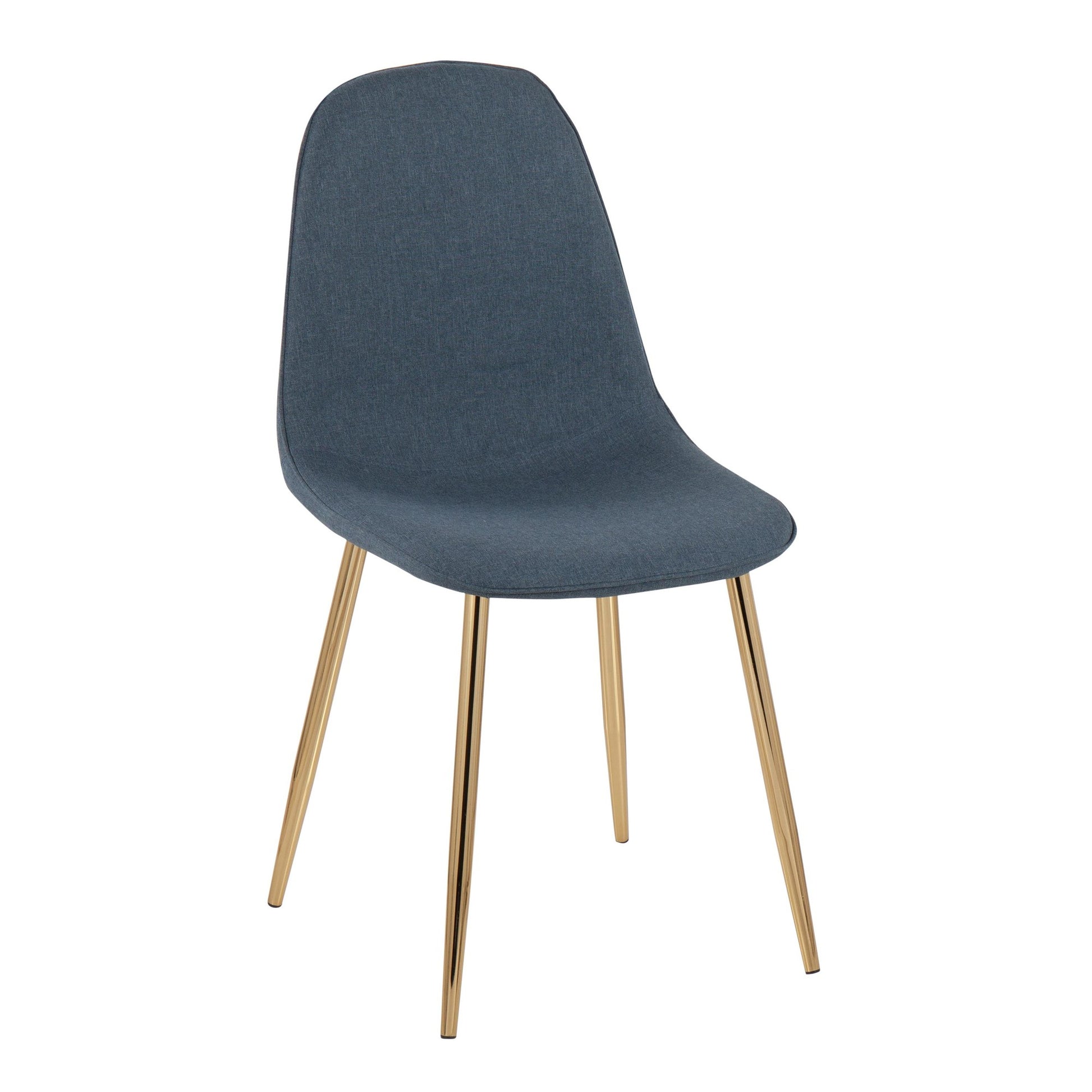 Pebble Contemporary Chair in Gold Steel and Blue Fabric By LumiSource - Set of 2 | Dining Chairs | Modishstore - 5