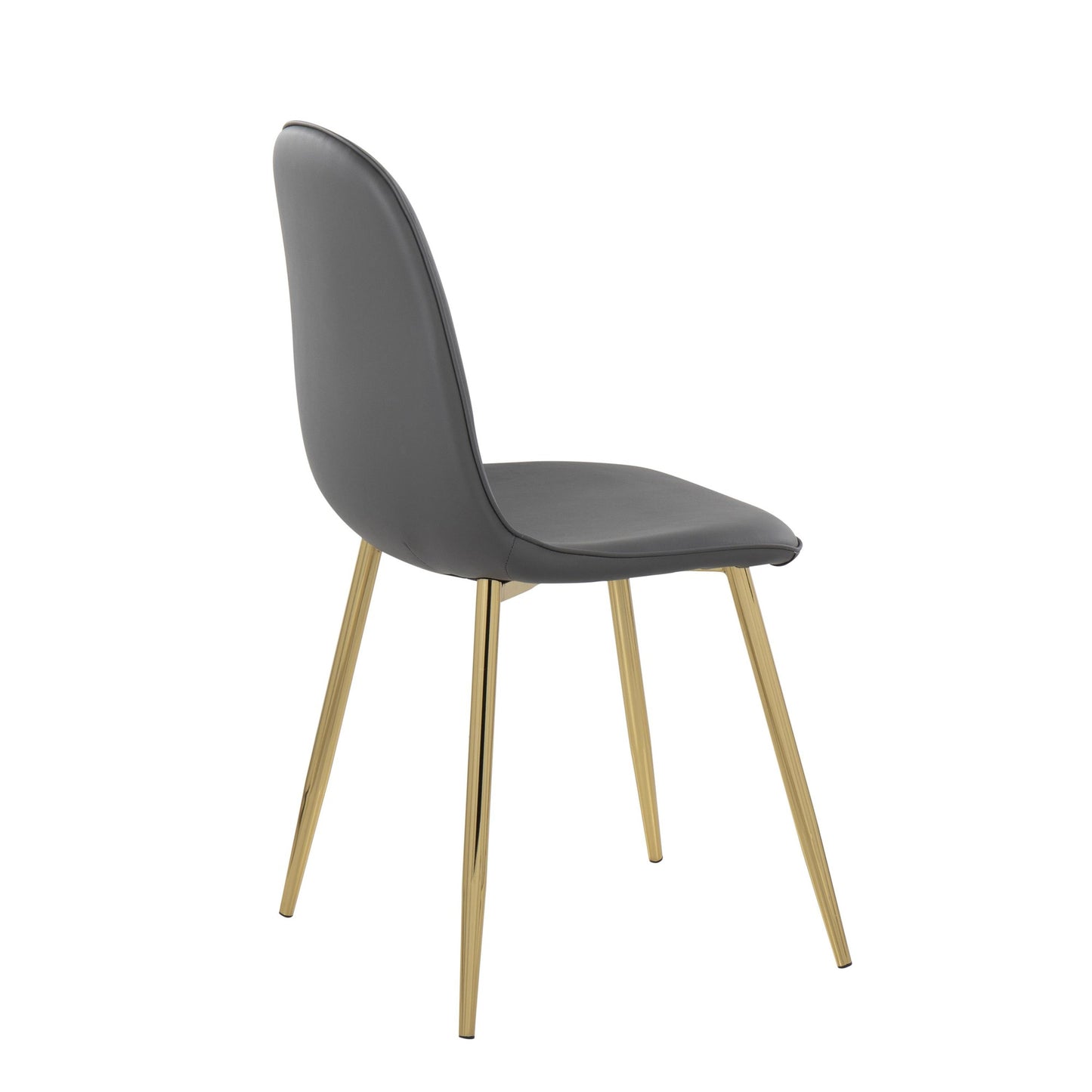 Pebble Contemporary Chair in Gold Steel and Black Faux Leather By LumiSource - Set of 2 | Dining Chairs | Modishstore - 15
