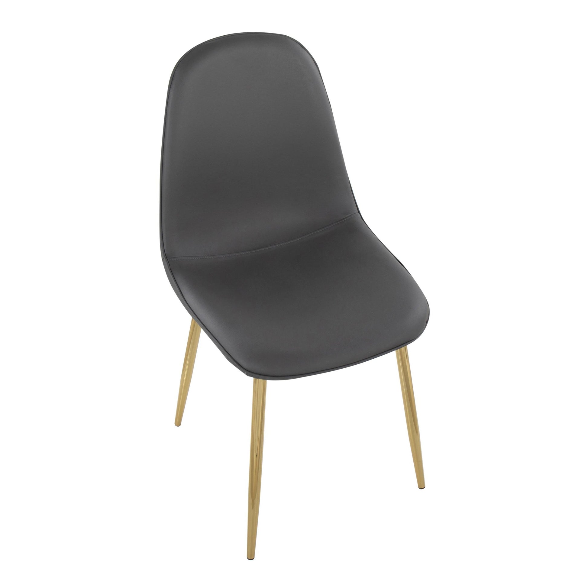 Pebble Contemporary Chair in Gold Steel and Black Faux Leather By LumiSource - Set of 2 | Dining Chairs | Modishstore - 11