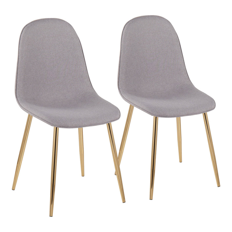 Pebble Contemporary Chair in Gold Steel and Blue Fabric By LumiSource - Set of 2 | Dining Chairs | Modishstore - 9
