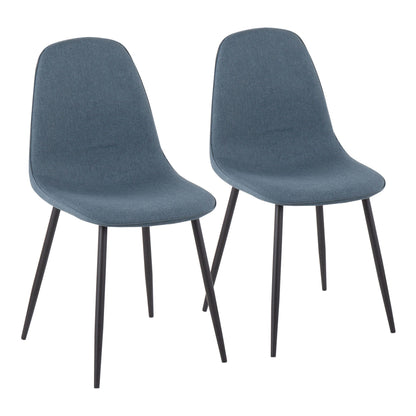 Pebble Contemporary Chair in Black Steel and Blue Fabric By LumiSource - Set of 2 | Dining Chairs | Modishstore - 2