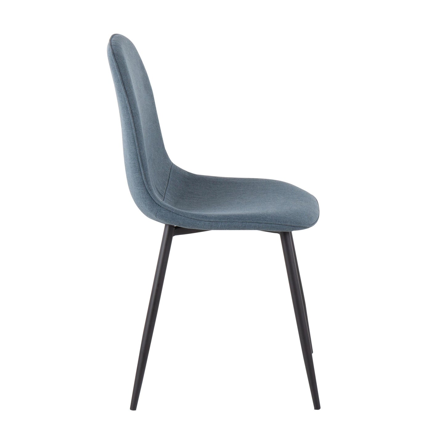 Pebble Contemporary Chair in Black Steel and Blue Fabric By LumiSource - Set of 2 | Dining Chairs | Modishstore - 7