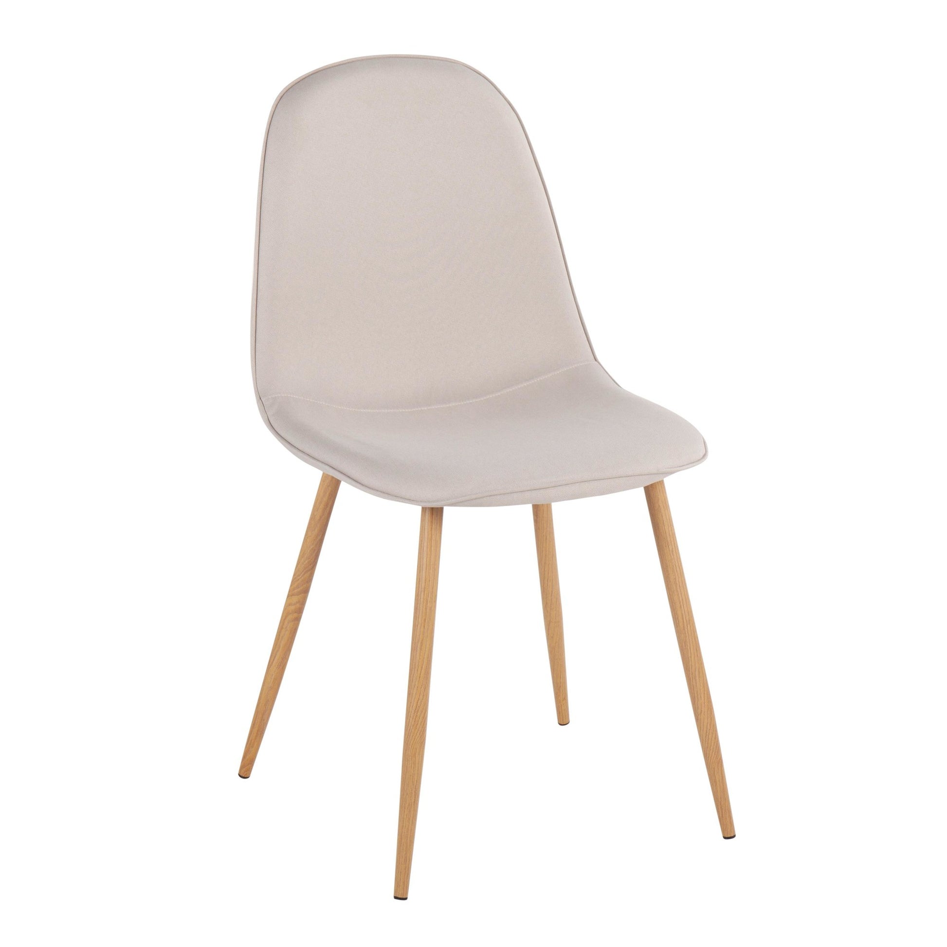 Pebble Contemporary Chair in Natural Wood Metal and Beige Fabric By LumiSource - Set of 2 | Dining Chairs | Modishstore - 5