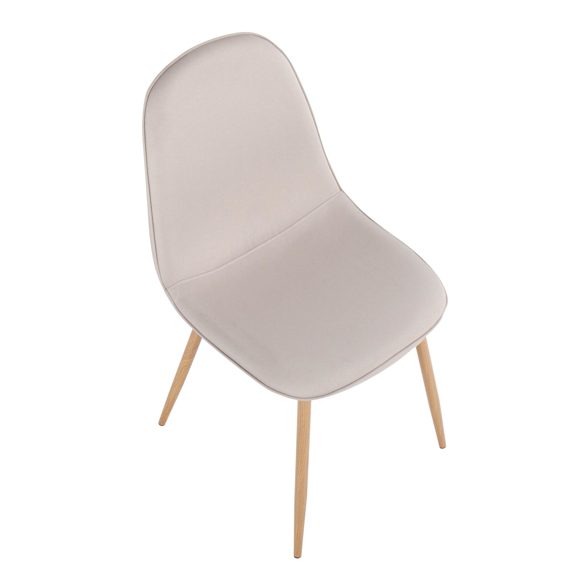 Pebble Contemporary Chair in Natural Wood Metal and Beige Fabric By LumiSource - Set of 2 | Dining Chairs | Modishstore - 3
