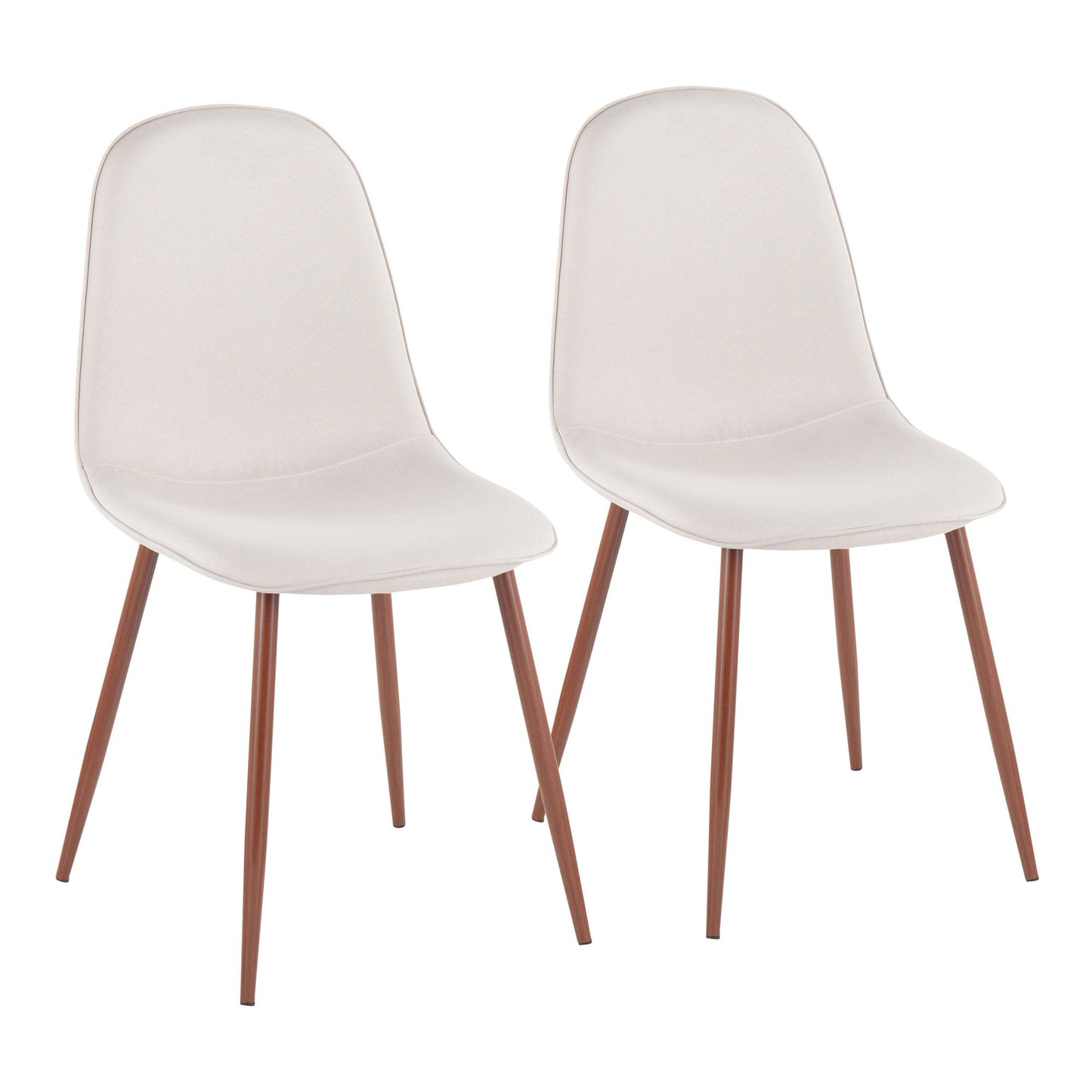 Pebble Contemporary Chair in Walnut Metal and Beige Fabric By LumiSource - Set of 2 | Dining Chairs | Modishstore