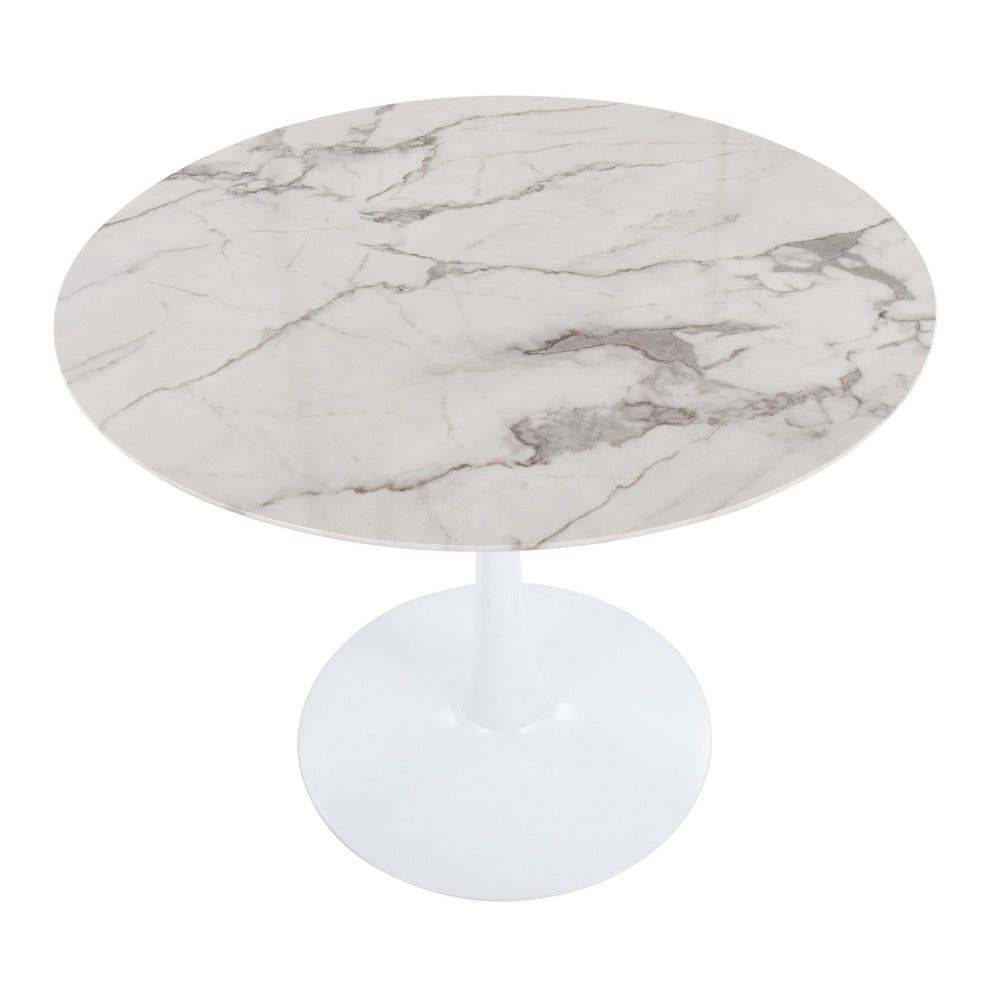 Pebble Modern Table with White Metal Base and Black Marble Veneer Table Top By LumiSource | Dining Tables | Modishstore - 6