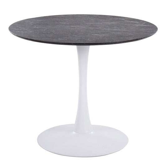 Pebble Modern Table with White Metal Base and Black Marble Veneer Table Top By LumiSource | Dining Tables | Modishstore