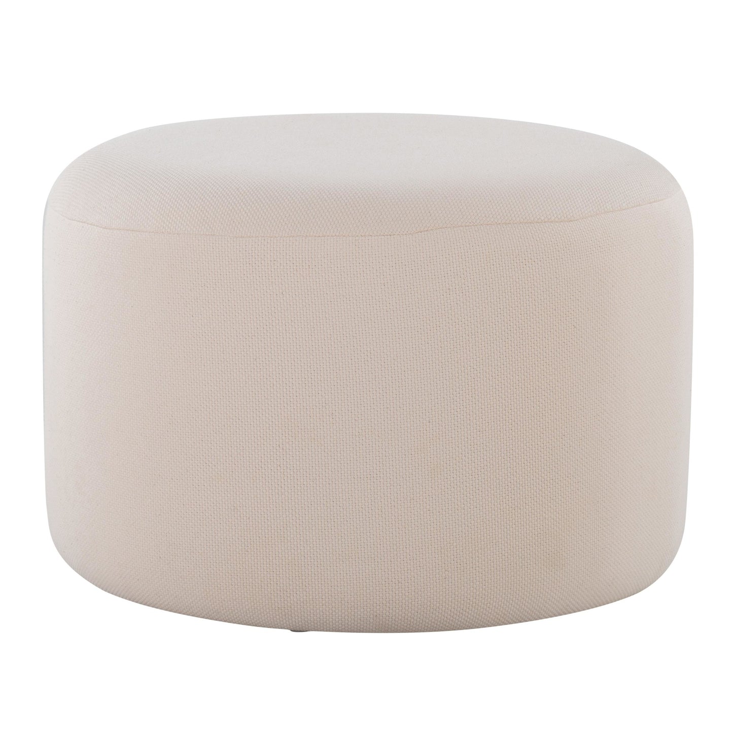 Large Round Pouf in Knitted Beige Fabric By LumiSource | Ottomans | Modishstore